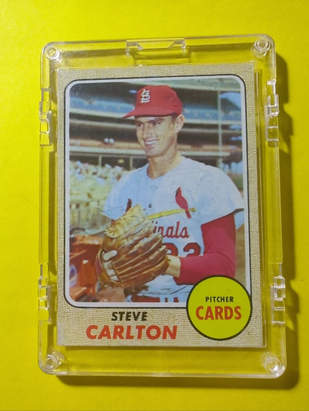 1968 TOPPS #408 STEVE CARLTON /Nice Card /56 Year Old Card /Inside Acrylic Case